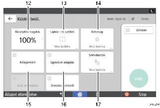 Kezelőpanel képernyőjének számozott jelölésű illusztrálása