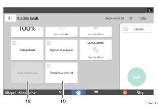 Kezelőpanel képernyőjének számozott jelölésű illusztrálása