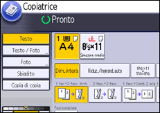 Illustrazione della schermata sul pannello di controllo
