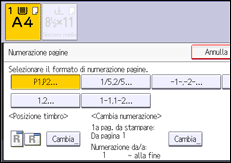 Illustrazione della schermata sul pannello di controllo
