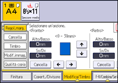 Illustrazione della schermata sul pannello di controllo