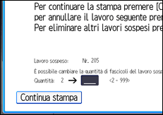 Illustrazione della schermata sul pannello di controllo