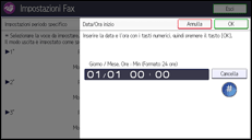 Illustrazione della schermata sul pannello di controllo