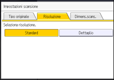 Illustrazione della schermata sul pannello di controllo