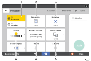 Illustrazione numerata pannello di controllo