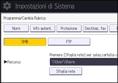 Illustrazione della schermata sul pannello di controllo