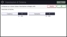 Illustrazione della schermata sul pannello di controllo