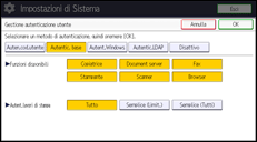 Illustrazione della schermata sul pannello di controllo