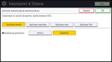 Illustrazione della schermata sul pannello di controllo