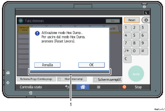 Illustrazione numerata schermata pannello di controllo