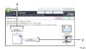 Genummerde afbeelding van het scherm van het bedieningspaneel