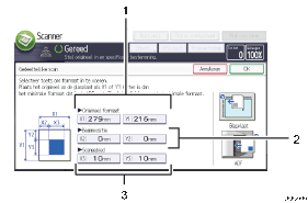 Genummerde afbeelding van het scherm van het bedieningspaneel