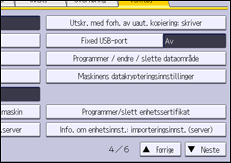 Illustrasjon av betjeningspanelet
