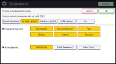 Illustrasjon av betjeningspanelet