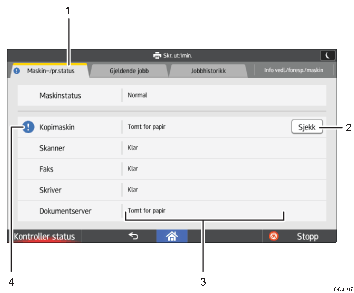 Nummererte illustrasjon av brukerskjermbildet