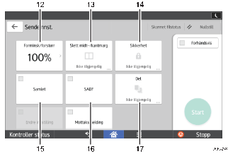 Illustrasjon av betjeningspanelet med nummererte bildetekster