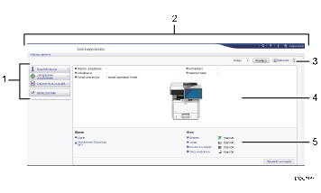 Ilustracja ekranu przeglądarki internetowej — ilustracja z numerowanymi odnośnikami