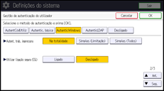 Ilustração do ecrã do painel de operação