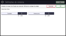 Ilustração do ecrã do painel de operação