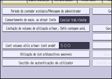 Ilustração do ecrã do painel de operação
