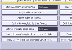 Ilustração do ecrã do painel de operação