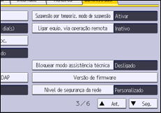 Ilustração do ecrã do painel de operação