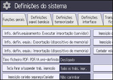 Ilustração do ecrã do painel de operação