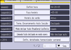 Ilustração do ecrã do painel de operação