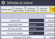 Ilustração do ecrã do painel de operação