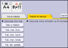 Ilustração do ecrã do painel de operação