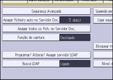 Ilustração do ecrã do painel de operação