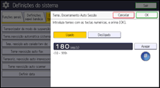 Ilustração do ecrã do painel de operação