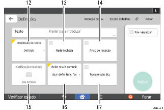 Ilustração com numeração do ecrã do painel de operação