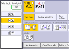 Ilustração do ecrã do painel de operação