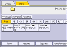 Ilustração do ecrã do painel de operação
