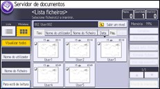 Ilustração do ecrã do painel de operação