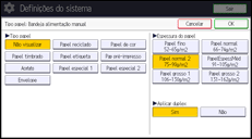 Ilustração do ecrã do painel de operação