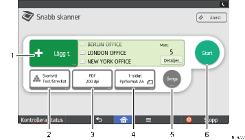 Bild av användarpanelen (numrerade detaljer)