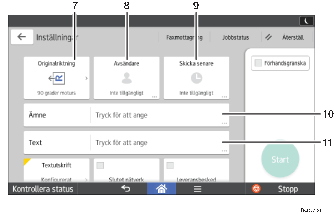 Bild av användarpanelen (numrerade detaljer)