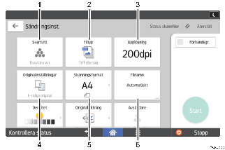 Bild av användarpanelen (numrerade detaljer)