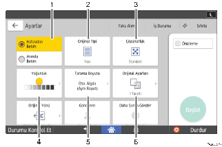 İşlem paneli ekran gösterimi numaralandırılmış balonlu resim