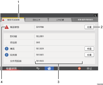 操作面板畫面編號標註說明圖