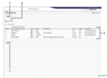 Darstellung der Webbrowseranzeige mit numerierter Abbildung