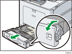 Ilustración de la parte frontal de la impresora