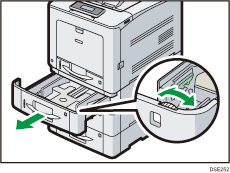 Ilustración de la parte frontal de la impresora