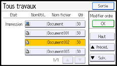 Illustration de l'écran du panneau de commande