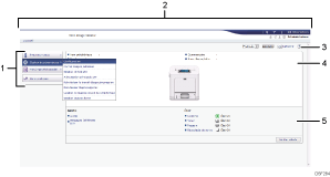 Illustration de l'écran du navigateur Web avec légende numérotée