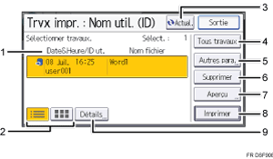 Illustration de l'écran du panneau de commande