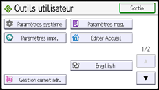 Illustration de l'écran du panneau de commande