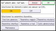 Illustration de l'écran du panneau de commande